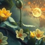 Fiori di zucchine sotto la luna che simboleggiano fertilità e bellezza