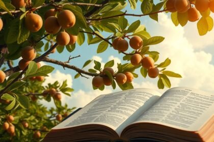 Fichi fioroni su un albero e un libro aperto in un giardino