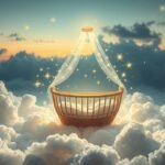 Culla sospesa tra le nuvole simboleggia amore e protezione materna