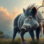 Cinghiale calmo con un sogno intrecciato per il controllo interiore