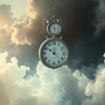 Orologi in un cielo nuvoloso simbolizzano ansie e desideri