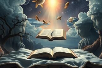 Immagine simbolica di libri aperti e elementi naturali, rappresentante i sogni