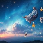 Rappresentazione onirica di stelle cadenti e desideri che si avverano.