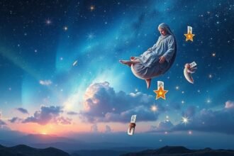 Rappresentazione onirica di stelle cadenti e desideri che si avverano.