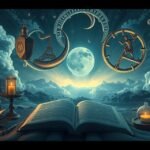 Illustrazione di un sogno onirico con simboli e paesaggi surreali.