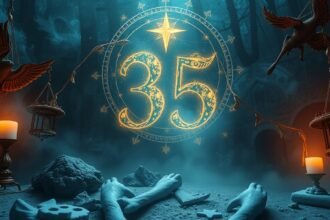 Numero 35 della Smorfia Napoletana con simboli misteriosi