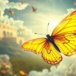 Farfalla gialla che simboleggia energia e solarità nei sogni