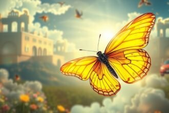 Farfalla gialla che simboleggia energia e solarità nei sogni