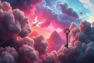 Chiave sopra le nuvole in un sogno di violazione della privacy