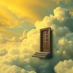 Porta su nuvole gialle che simboleggia sogni e opportunità.