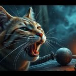 Gatto ringhiante in un contesto simbolico di sogni e tradimento