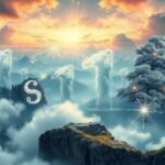 Immagine evocativa dei numeri 1616 con simboli angelici in un paesaggio onirico.