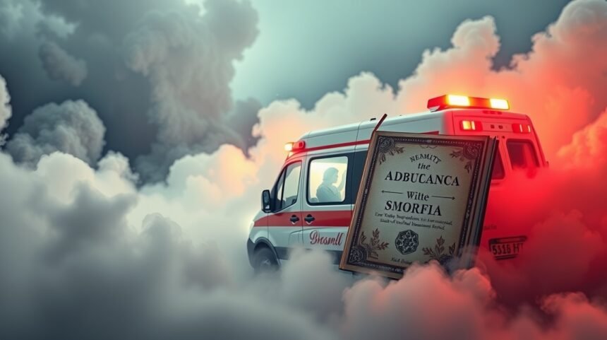 Ambulanza simbolo di urgenza e messaggi della Smorfia Napoletana