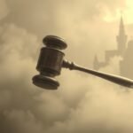 Martelletto di giustizia sospeso tra le nuvole