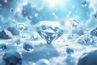 Diamanti brillanti su uno sfondo blu, simbolo di ricchezza e emozioni.