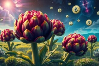 Carciofi colorati con numeri per l'interpretazione onirica