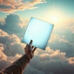 Un foglio bianco nelle nuvole, simbolo di nuovi inizi e opportunità