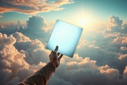 Un foglio bianco nelle nuvole, simbolo di nuovi inizi e opportunità