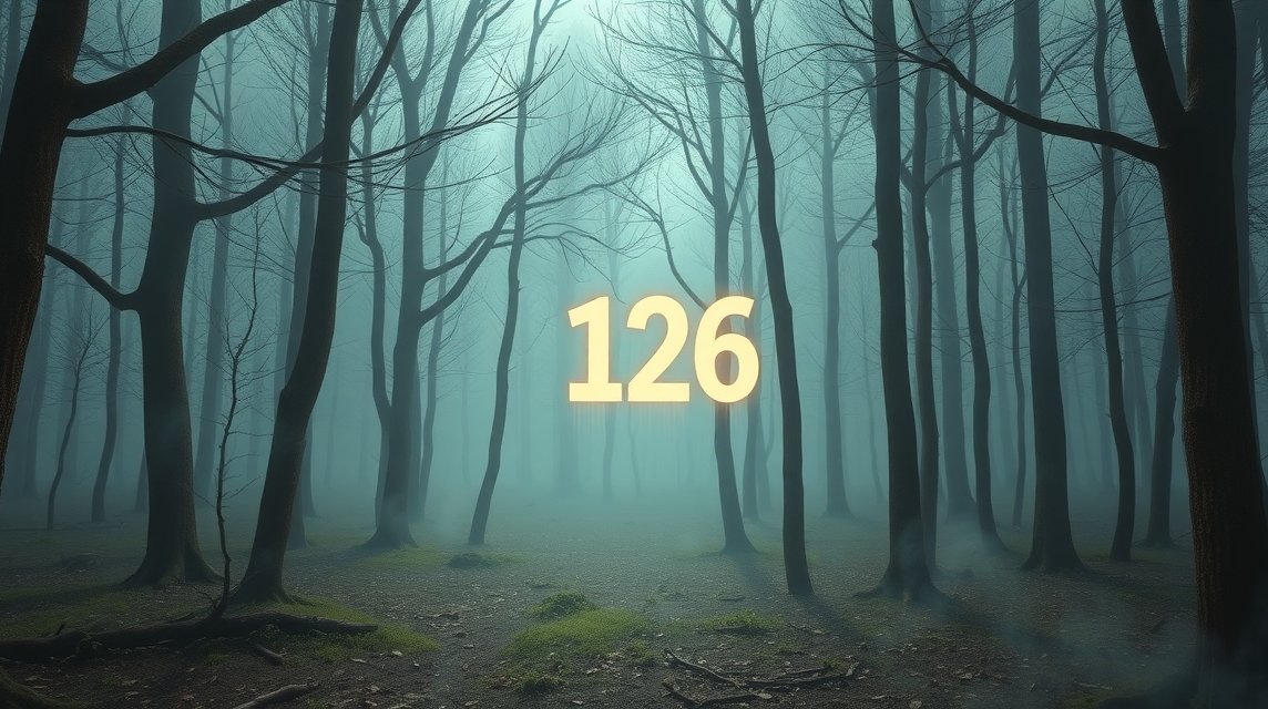 Foresta misteriosa con il numero 126, simbolo di sogni e fortuna.