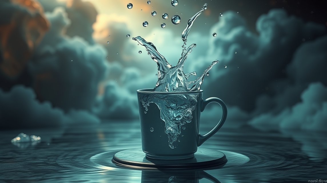 Un'immagine di un bicchiere d'acqua che spruzza, simbolo di liberazione.