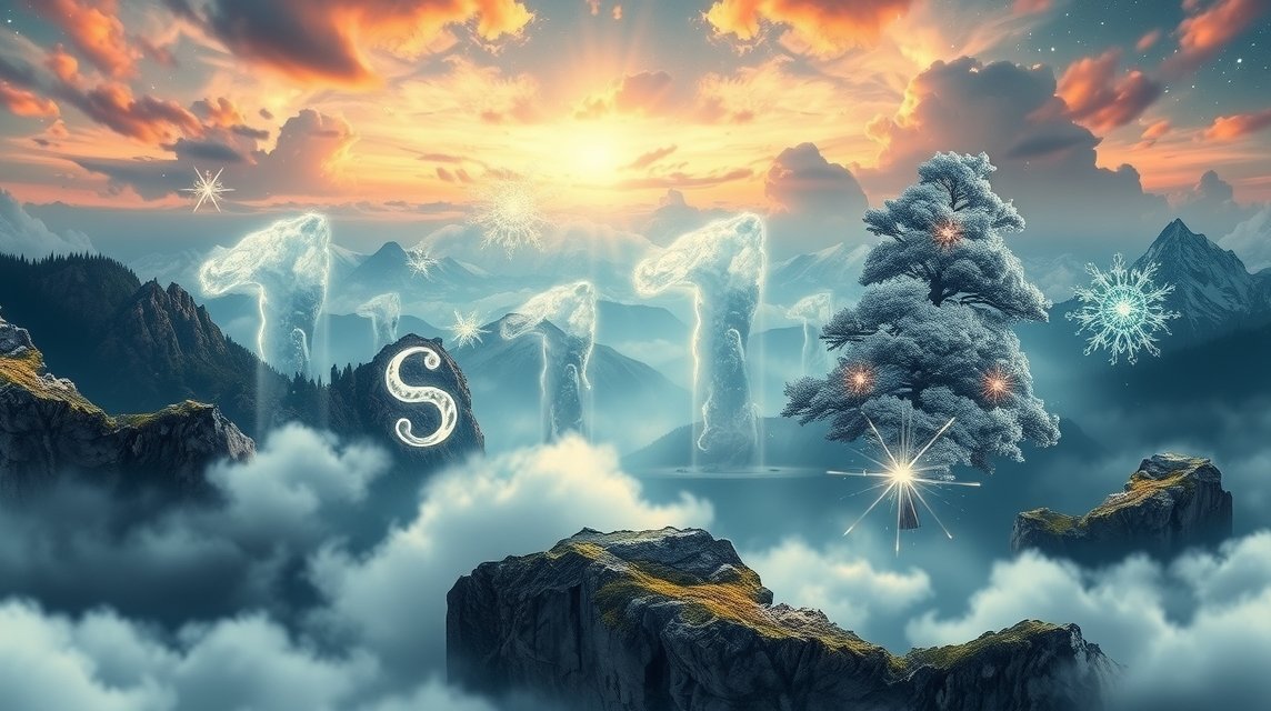 Immagine evocativa dei numeri 1616 con simboli angelici in un paesaggio onirico.