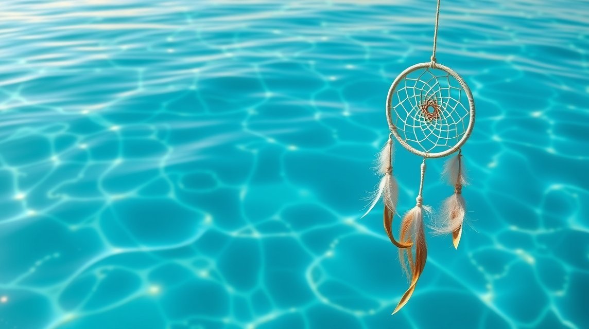 Cattura sogni vicino a acqua azzurra e limpida per pace e purificazione