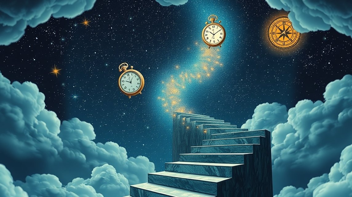 Scala in un cielo stellato simbolo di ambizione e successo nei sogni