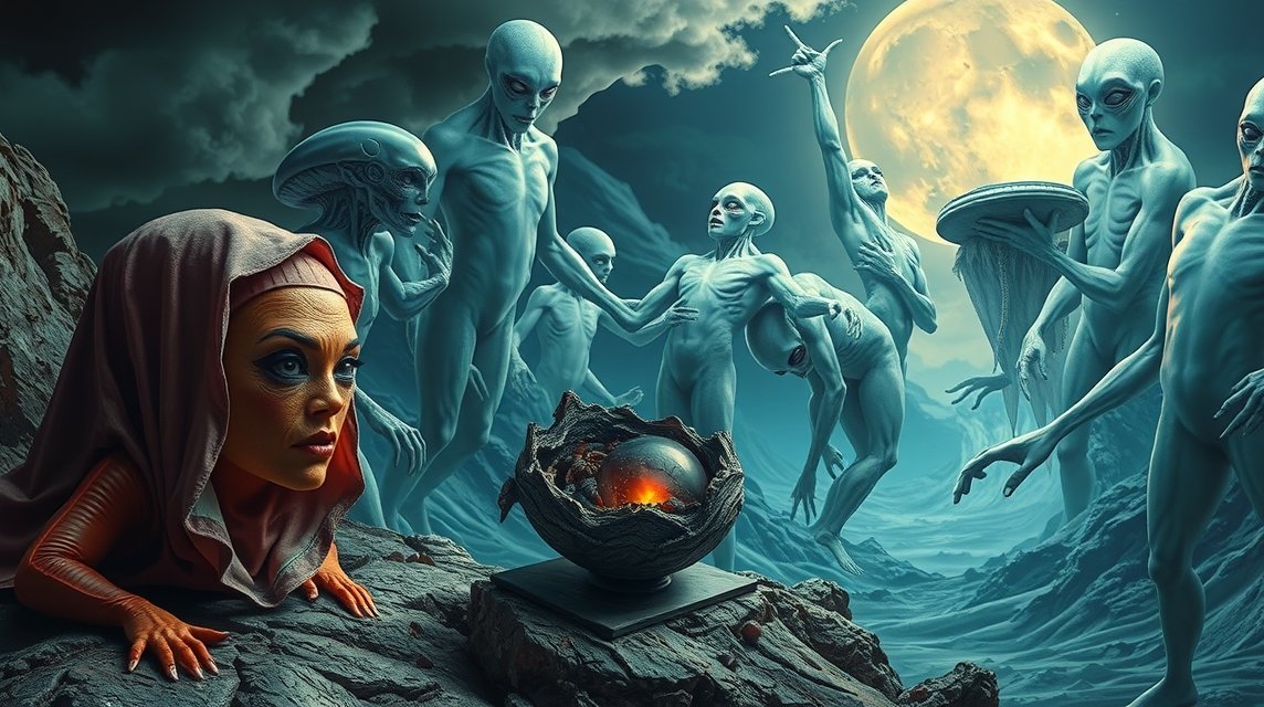 Incontro surreale con extraterrestri in un sogno notturno