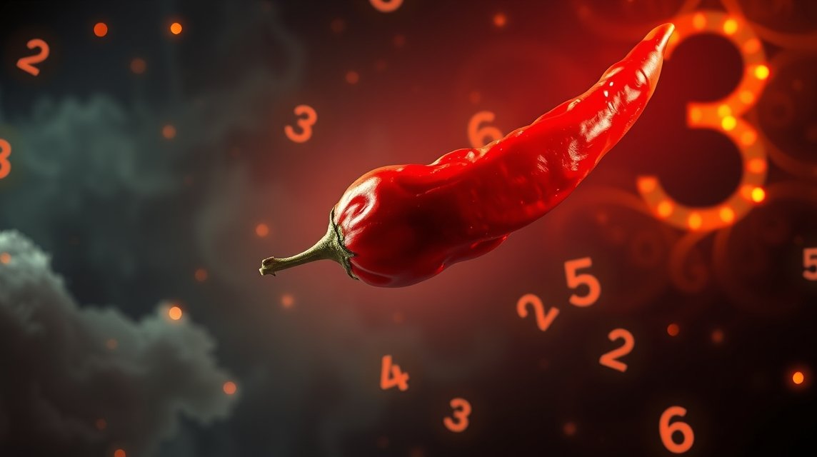 Peperoncino rosso simbolo di passione e rabbia con numeri fortunati.