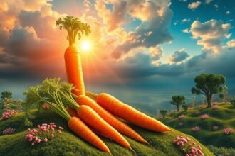 Carote fresche illuminate dal sole, simbolo di salute e benessere