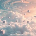 Cubetti di zucchero fluttuanti tra nuvole sognanti.