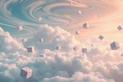 Cubetti di zucchero fluttuanti tra nuvole sognanti.