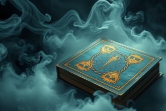 Libro misterioso circondato da fumi enigmatici
