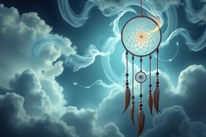 Un sogno che rappresenta un'acchiappa sogni tra nuvole eteree