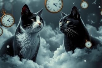 Gatti neri e bianchi che simboleggiano equilibrio e contrasti