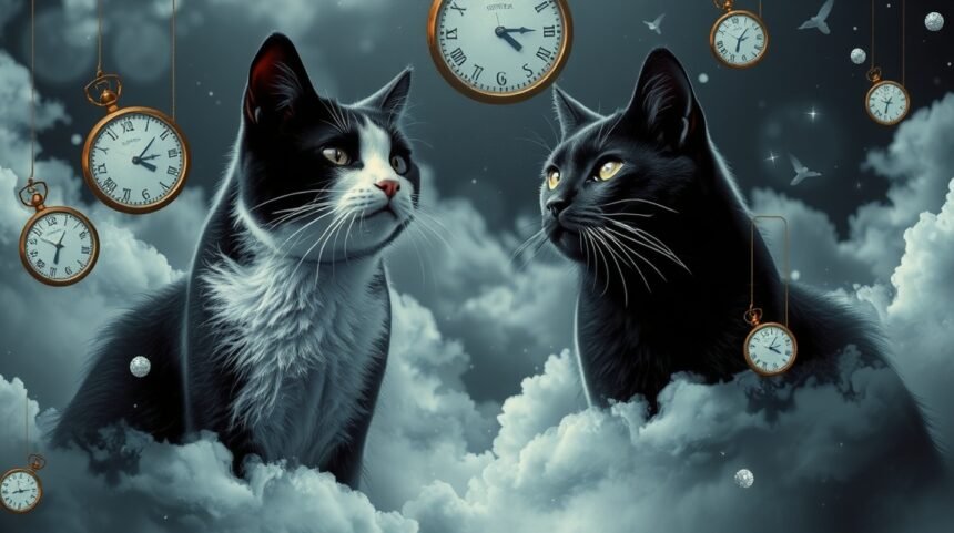 Gatti neri e bianchi che simboleggiano equilibrio e contrasti