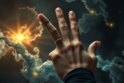 Sognare un dito medio con una fede, simbolo di autonomia e indipendenza.