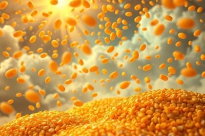 Lenticchie color miele che simboleggiano fortuna e prosperità