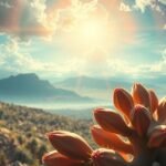 Fichi d'india illuminati dal sole in un paesaggio naturale