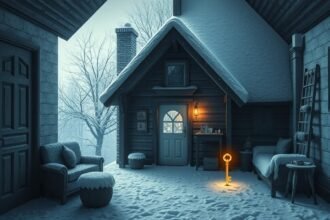 Interno di una casa innevata simbolo di freddezza familiare