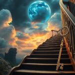 Scalinata simbolica con chiave, rappresenta cautela nei sogni.