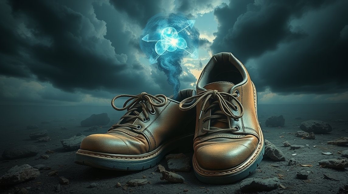 Scarpe rotte simbolo di difficoltà e stanchezza