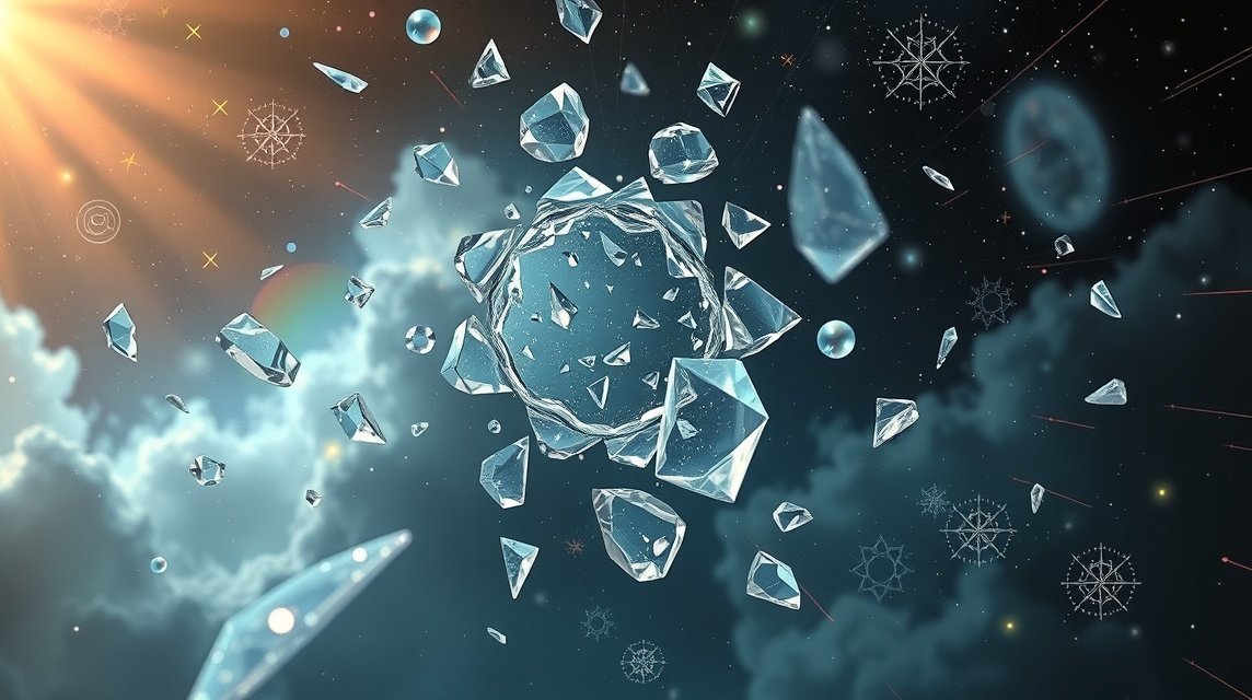 Bicchieri di vetro rotti simbolo di cambiamento e liberazione