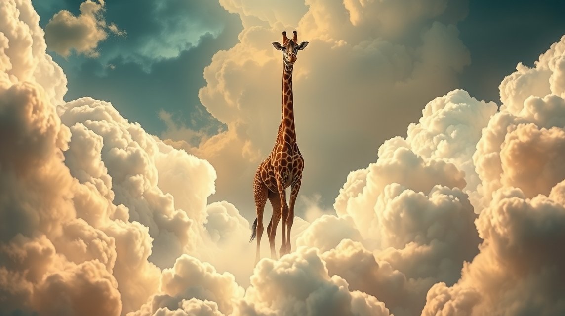 Giraffa tra le nuvole simboleggia visione d'insieme e lungimiranza