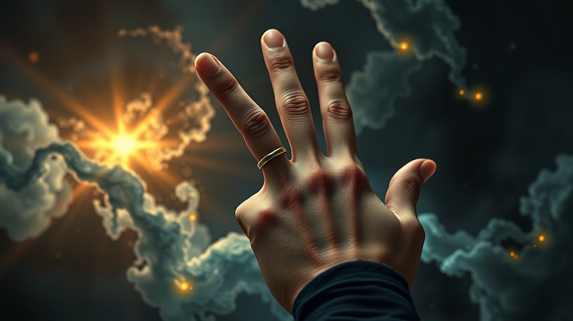 Sognare un dito medio con una fede, simbolo di autonomia e indipendenza.