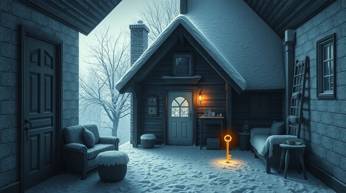 Interno di una casa innevata simbolo di freddezza familiare