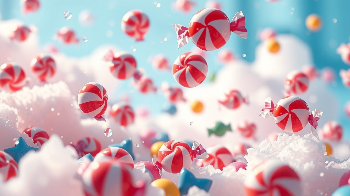 Caramelle colorate che evocano i piaceri dell'infanzia e la nostalgia.