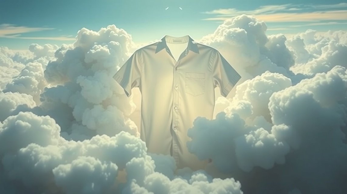 Camicia bianca tra le nuvole, simbolo di ordine e purezza