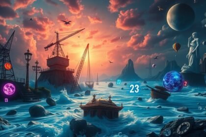 Immagine surreale di un'alluvione con simboli e numeri fortunati