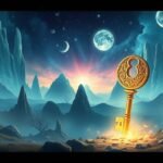 Chiave dorata in un paesaggio onirico magico